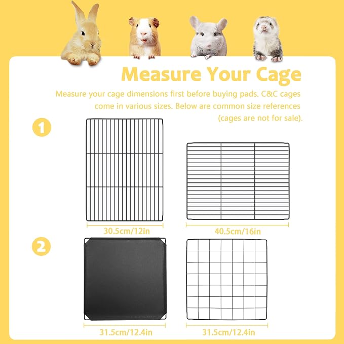 Guinea Pig Bedding, 49x24IN 2Pack Fleece Cage Liner for Midwest Cage, Super Absorbent & Odor Control & Waterproof & Reusable Washable Guinea Pig Liner, Pee Pad Mat for Small Animal, Rabbit, Bunny