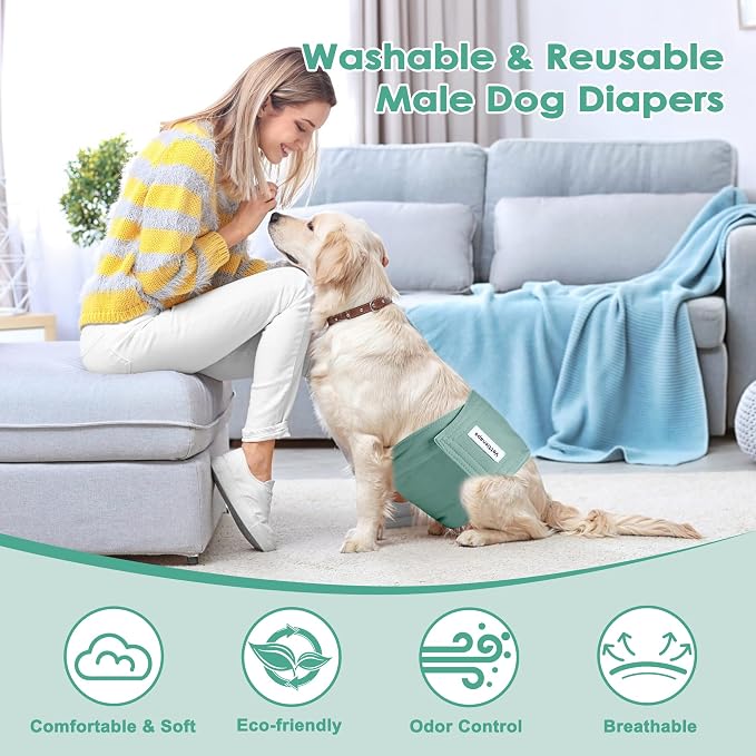 5 Pack Dog Diapers Male Reusable Belly Bands Washable for Large Male Dogs, High Absorbency for Puppy & Doggy, Size XL
