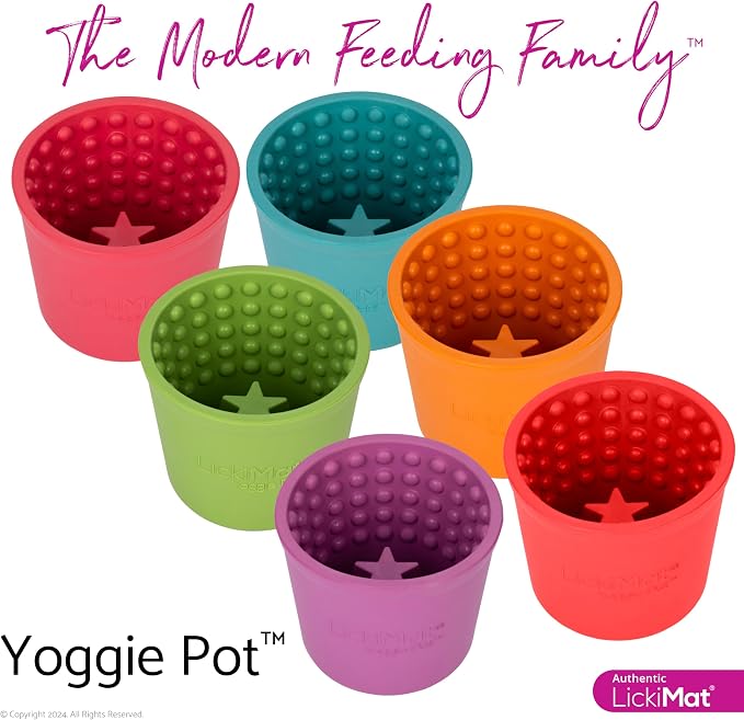 LICKIMAT Yoggie Pot - Distraction, Fun and Enrichment. Long Lasting Rubber Licking Treat Dispenser for All Dog Sizes and Slow Feeder for Small Dogs - Orange