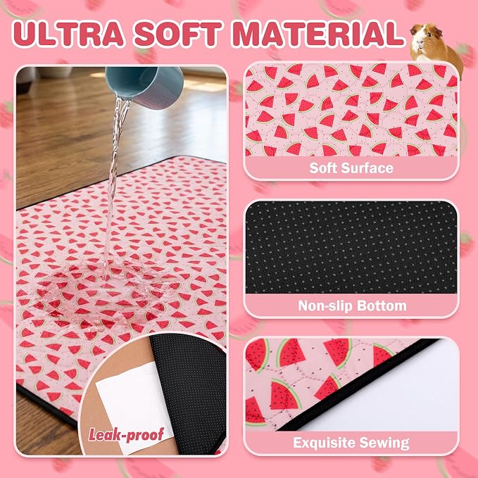 2 PCS Guinea Pig Cage Liner, Reusable Waterproof Guinea Pig Liner, Washable Small Animals Bedding, Super Absorbent Pet Pee Pads Guinea Pig Mats, Rabbit Mats for Cages (24 * 48 inch)