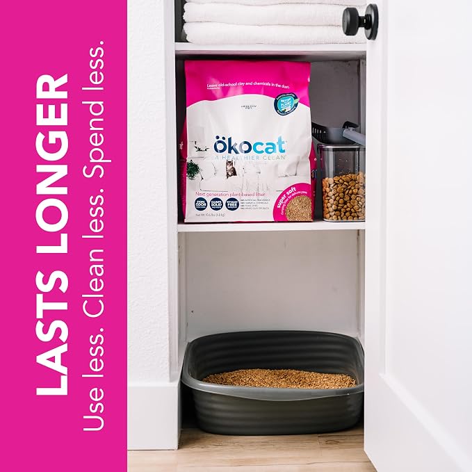 ökocat Super Soft Wood Unscented Clumping Cat Litter, 10.6 Pounds - Natural Ingredients, Stops Odor, Clumps Solid, 99% Dust Free, Great for All Cats, Sensitive Paws, Kittens