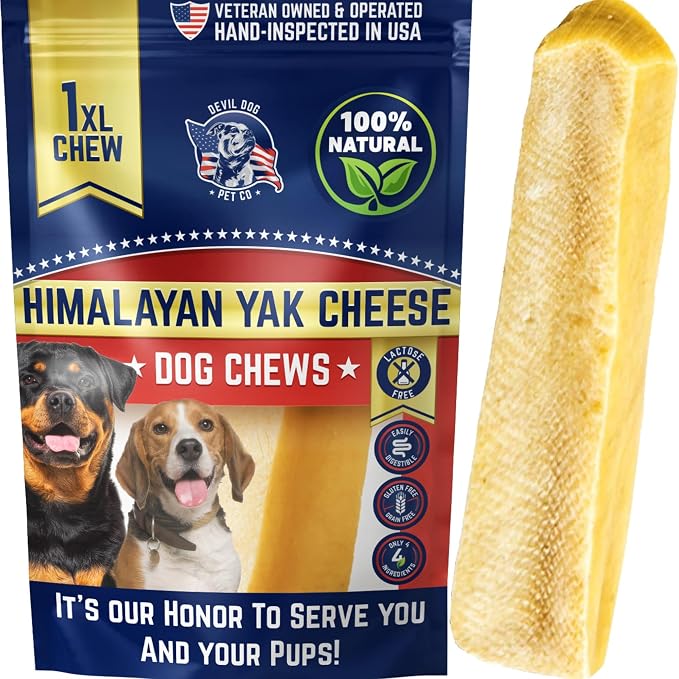 Devil Dog Pet Co. Himalayan Yak Cheese Dog Chews for Medium to Large Breeds & Aggressive Chewers - Long Lasting, Rawhide Free, High Protein - Cleaner Teeth, Anxiety & Boredom Relief - XL