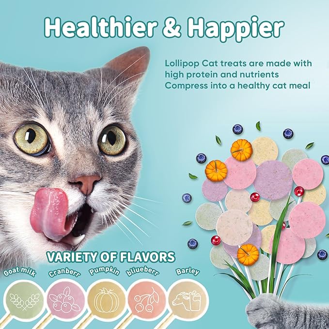 Lollipop Cat Treats, Freeze-Dried Lickable Snacks for Indoor Cats, Natural Soft Puree Wet Snacks Pops, Premium Cat Treats Lollipop Ideal for All Breeds and Ages Cats (Mixed (25 pcs))