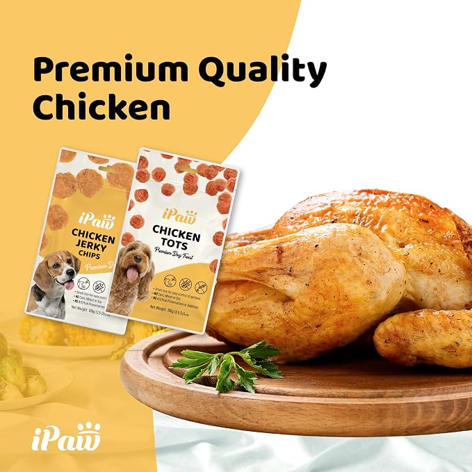 iPaw 3 Value Combo Chicken Tots Dog Treats for Puppy Training, SQF Certified Human Grade Dog Treat, Hypoallergenic, Easy to Digest (Chicken Tots), 3 Packs