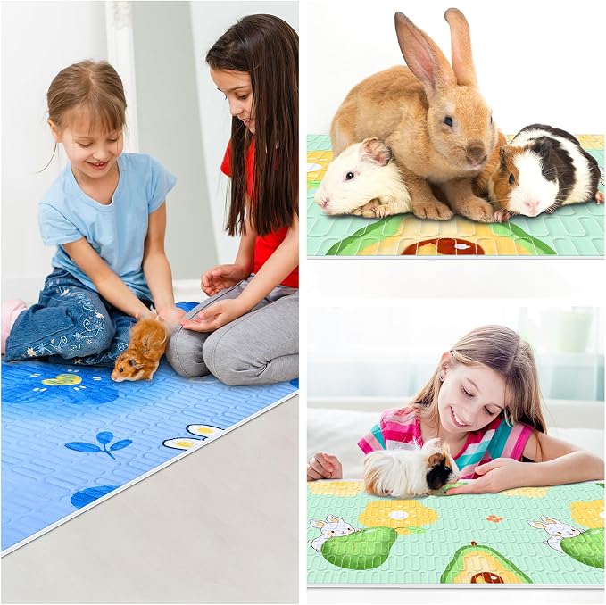 4 Pcs Guinea Pig Cage Liner, Washable Guinea Pig Bedding, Rabbit Bedding Waterproof Guinea Pig Pee Pads, Absorbent Guinea Pig Bedding for Small Animals Hamster Rabbit Squirrel Cage (Rabbit 47")