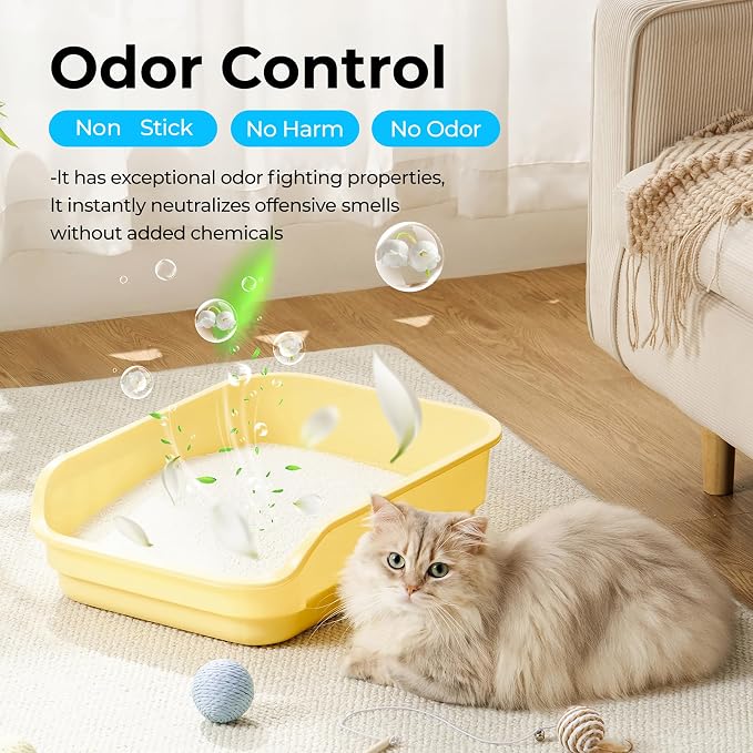 G&S Upgrade Tapioca Cat Litter – Rapid Clumping, 99.9% Dust-Free, Flushable, pH Health Test Indicator, Automatic Litter Box Friendly, Non-Stick, Unscented, 5.5lb × 3 Bags