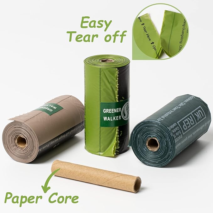 GREENER WALKER Poop Bags for Dog Waste, 1080 Doggy Waste Bags Extra Thick Strong 100% Leak-Proof (Deep Green)