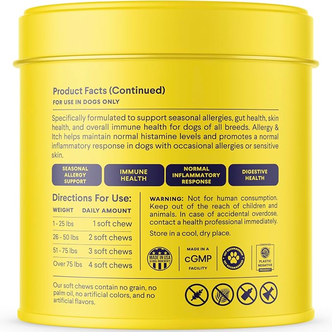 Finn Allergy & Itch for Dogs | Daily Support for Itchy Skin, Immune Health & Seasonal Allergies from Colostrum, Bee Propolis + Probiotics | 90 Soft Chews