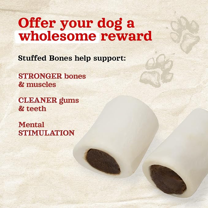 Natural Farm Sweet Potato Filled Bones (3-4 Inch, 6 Pack), Limited Ingredient, Natural Stuffed Dental Dog Bone Treats for Dogs, Made with Real Beef & Sweet Potato