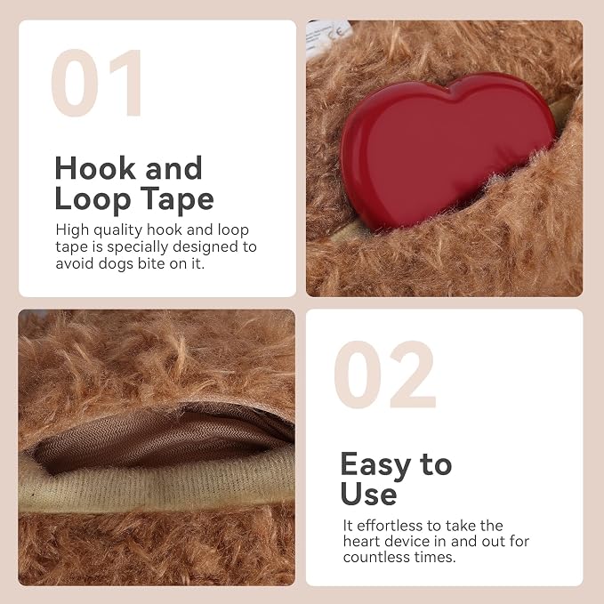 ALL FOR PAWS Heartbeat Dog Toy for Puppy, Snuggling Plush Toy for Dogs Anxiety Relief & Sleep Aid, Stuffed Dogs Toy for Puppy Behavioral Training, Brown Dog