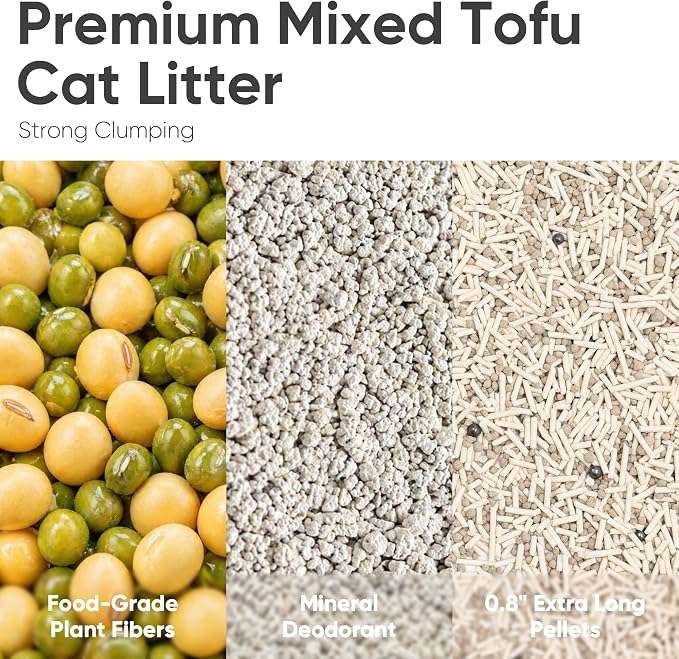 FUKUMARU Tofu Cat Litter, Strong Clumping Cat Litter Pellets, Effective Odor Control, Ultra Absorbent, Dust Free, Natural, Flushable, Lightweight, Low Tracking, White Tea, 6lb x 2 Bags