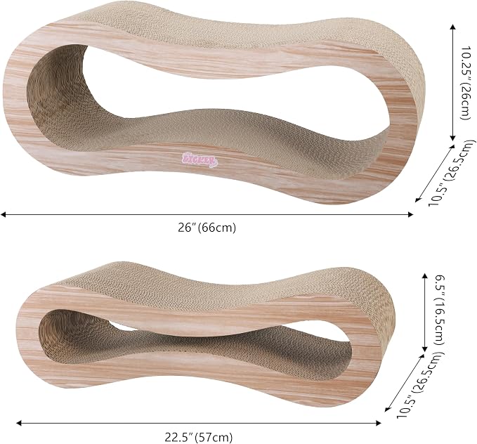 CSR1014C Suvi 26" Modern Cardboard Infinity 2-in-1 Lounge Bed Cat Scratcher with Catnip, Oak Wood