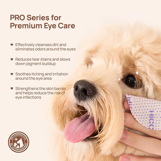 HICC PET Eyes Wipes for Dogs & Cats Upgraded Pro Version, Vet-Recommended Dog Eye Wipes Hypoallergenic, Remove Debris, Mucus, Discharge & Crust - 100ct, Unscented