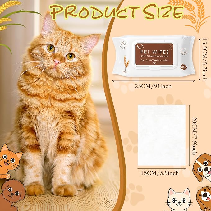 Treela 10 Packs of 800 Dog Wipes Pet Wipes Cat Grooming Supplies for Paws, Butt, Ear, Skin, Body Bath Cleaning Stain Odor Remover, Home or Travel Use (Soothing Oatmeal Flavor)