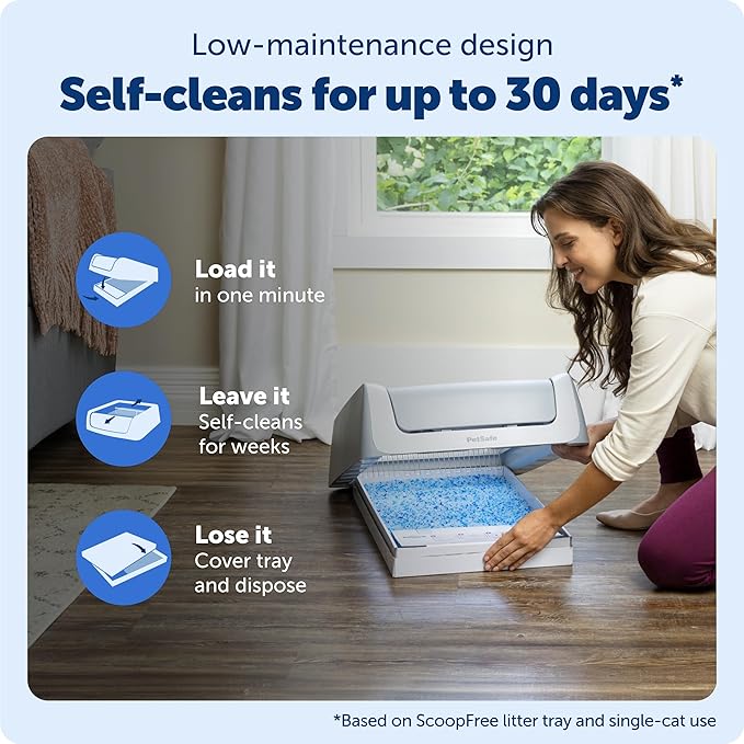 PetSafe ScoopFree Crystal Pro Legacy Self-Cleaning Automatic Cat Litter Box - Front-Entry Motion-Sensing Cat Box with Integrated Health Counter - Includes 1 Disposable Crystal Litter Tray