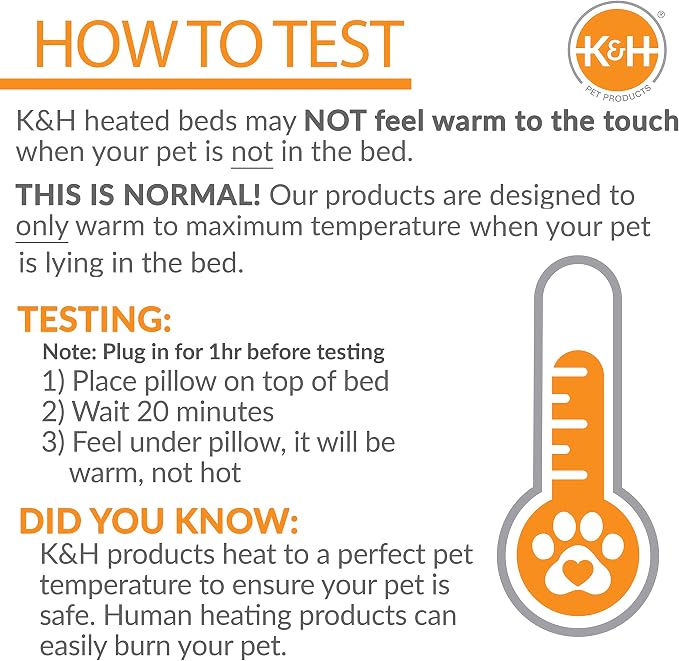 K&H Pet Products Thermo-Kitty Cuddle Up Heated Cat Beds for Indoor Cats & Dogs, Orthopedic Base Warming Pet Bed, Low Sides, Machine Washable, Removable Heated, Safety Listed - 16in Round Mocha/Tan