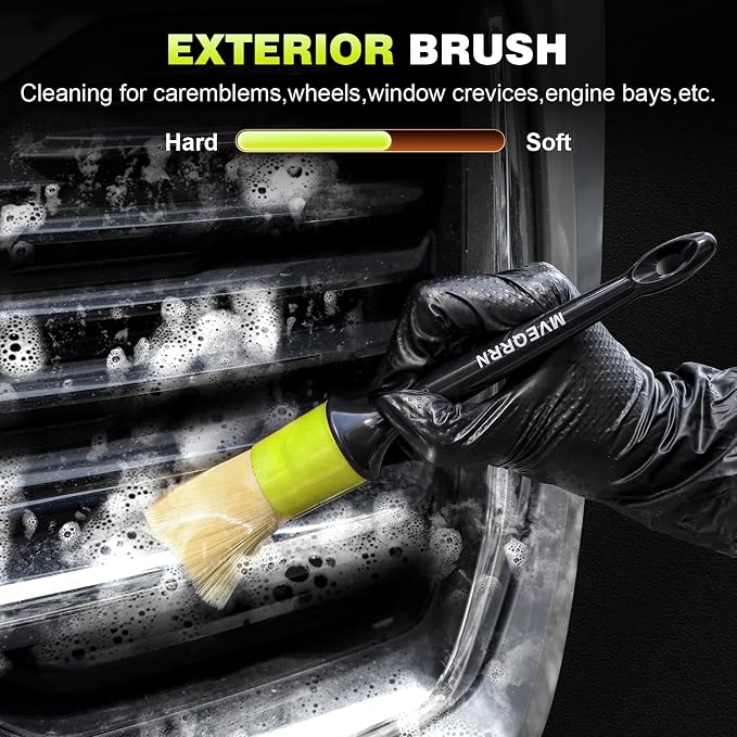 10PCS Car Detailing Brush Set,Boars Hair Car Cleaning Detail Brush kit,Ultra Soft No Scratch Car Dust Brush,Car Interior Detailing Brushes Kit,Detail Brushes Car Detailing for Interior Exterior(green)