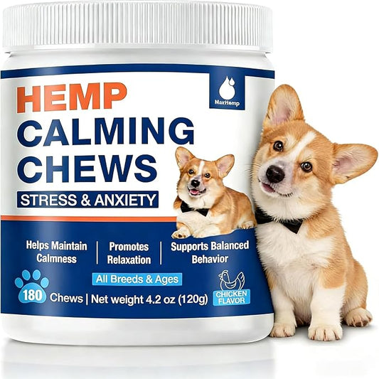 Calming Chews for Dogs - Advanced Неmр Dog Calming Chews- Anxiеty Rеlief Treats for Composure, Separation, Barking, Thunderstorms, Stress Rеlief - Hiр and Jоint Supplement -180 Soft Treats