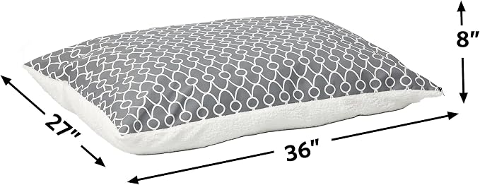 Quiet Time Teflon Gray Pillow Dog Bed 36x27, 27 x 36, Medium Dog Breed, Gray Geometric Pattern
