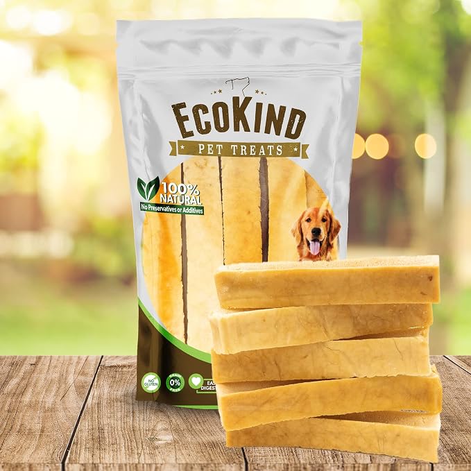 EcoKind Yak Cheese Himalayan Dog Chews, Yak Chews for Large Dogs, Long Lasting Bone for Aggressive Chewers, Only 4 Ingredients, Natural High Protein Dog Treats, No Additives, Chicken, Large - 5 Chews