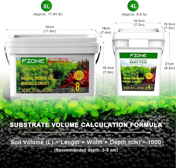 FZONE Aquarium Soil for Planted Tanks, Nutrient-Rich Aquarium Substrate for Fresh Water Live Plants, Shrimp & Fish Safe, Dust-Free(3mm, 4L/6.6 l b), Black