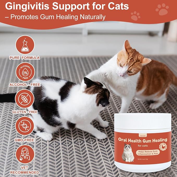 Oral Health for Cats, Cat Gingivitis Treatment, Reduce Gum Inflammation, Redness & Pain, Combats Gum Disease, Natural Plant-Based Active Formula, Cat Oral Care, Gums Health Treatment, 4 oz, 113g