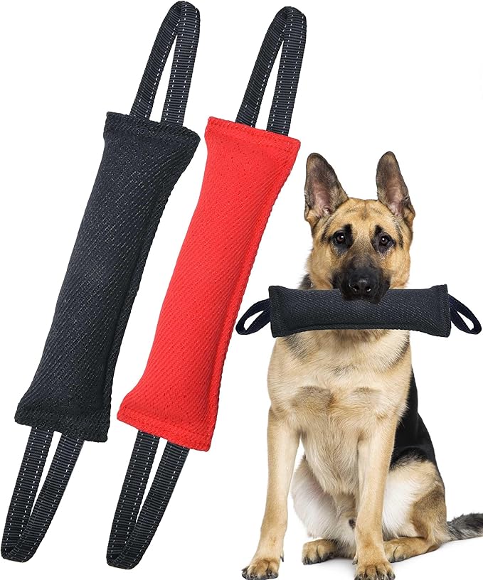 Clysoru Dog Tug Toy Double Pack Tough Jute Bite Pillow Training Equipment Puppy to Large Dogs Interactive