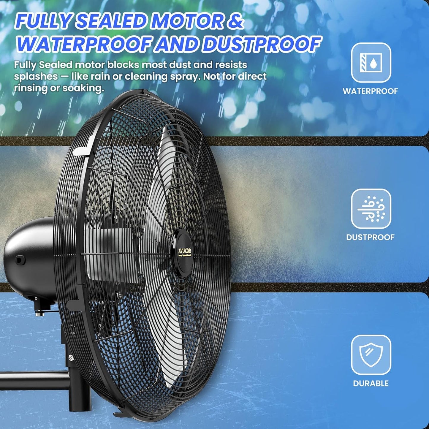 24'' Outdoor Wall Mount Fan, 4 Speed Oscillating Wall Fan with All Sealed Brushless DC Motor, Heavy Duty Industrial Fans, Waterproof Fans for Patios, House, Garage, Commercial, Warehouse, Factory