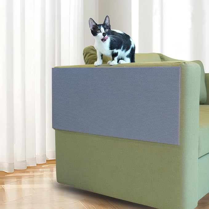PinePaw Cat Scratch Furniture Protector - Trimmable Self-Adhesive Carpet DIY Climbing Cat Scratcher Pad for Couch Protector from Cat Claws Scratching Covering Cat Tower (LightGrey 11.8'' × 39.4'')