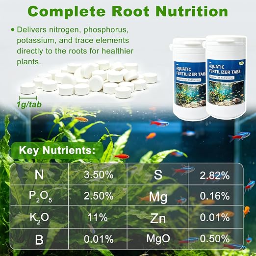 Root Tabs for Freshwater Aquarium Plants – Slow Release Plant Fertilizer, Safe for Fish and Invertebrates, Supports Strong Root Growth and Healthy Leaves, 100g/Bottle (2)