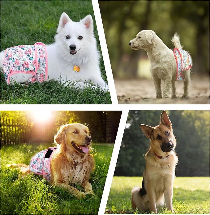 3Pack Reusable Dog Diapers Female,Washable Diaper for Doggie,Highly Absorbent Dog Diaper,Adjustable Leakproof Puppy Girl Dog Diapers for Heat,Incontinence,Period Doggy Nappies XXL