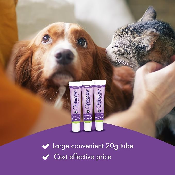 OptixCare Eye Lube Plus + Hyaluron 20g for Dog Cat Horses, Pack of 3