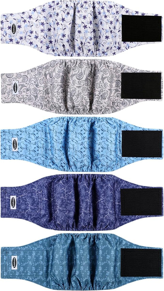 Male Dog Diapers, High Absorbing Dog Belly Bands for Male Dogs, Washable Reusable Dog Males Wraps(5 Pack)