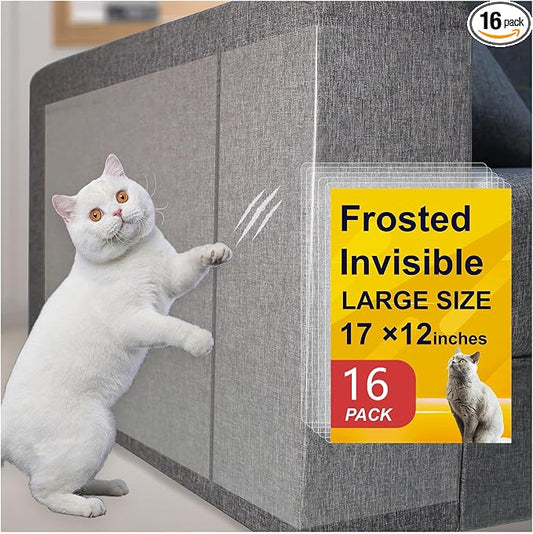 Anti-Cat Scratch Furniture Protector from Cats scratching-16-Pack Clear Sofa Guard Tape for Couches, Deterrent Pet Protection Film to Stop Cats Clawing Corners & Edges