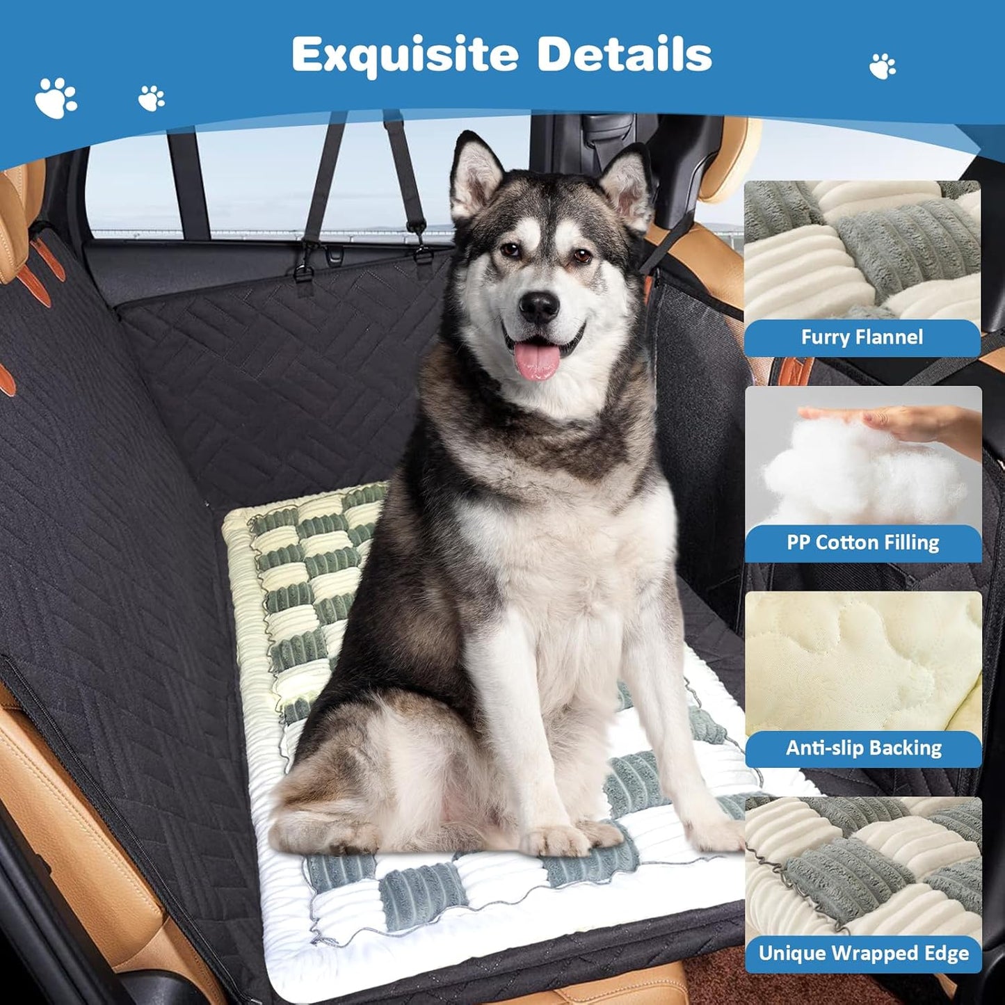 VClife Plaid Dog Car Bed Mat, Non-Slip Backseat Extender Pet Blanket, Washable Dog Bed Mat for SUVs, Sedans & Small Trucks, Portable Travel Pad for Dogs, Wear Resistant, Pet Friendly, Gray, 59"×27.6"