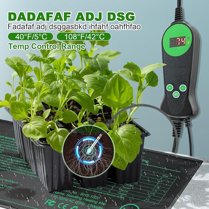 GOLOPET Seedling Heat Mat with Thermostat Pack of 2, Dual Certified by MET and UL Plant Heating Mat Pad Equipped with A Temperature Probe, It Automatically Maintains A Constant Temperature