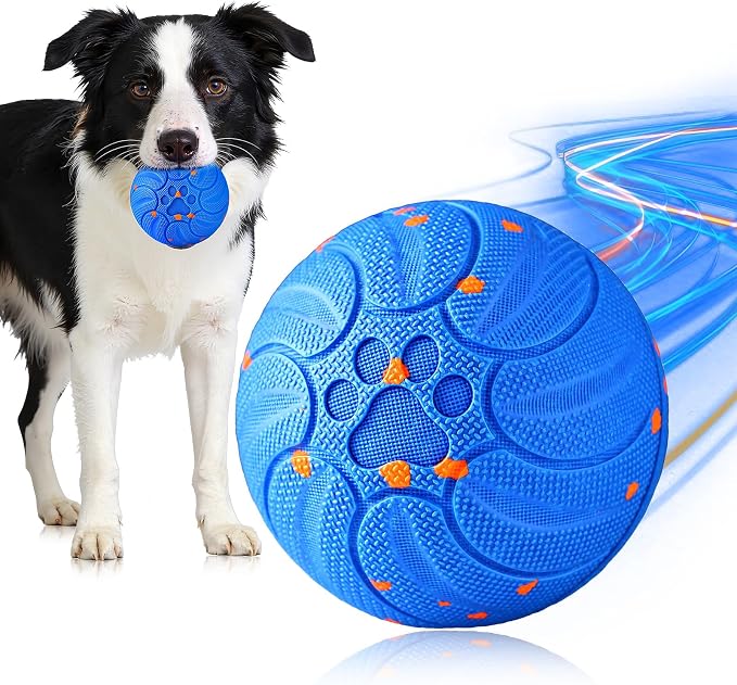 Smart Interactive Dog Toys, Colorful Led Lights, Blue | Upgraded Chew-Resistant E-TPU, Auto-Bounce & Rotating, Obstacle Avoidance, IPX7 Waterproof