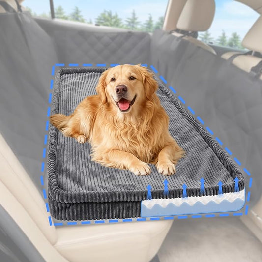 Dog Car Bed, Non-Slip Backseat Extender Pet Mat, Removable Washable Dog Bed for SUVs, Sedans & Trucks, Anti-Slip Travel Bed for Dogs, Easy Clean & Scratch-Proof & Comfort 56" Lx28.7 M×2" H Dark Gray