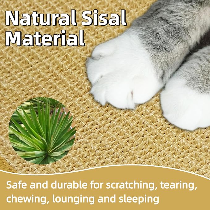 DYAUS Bunny Scratch Pads, Natural Sisal Rabbit Scratching Mats for Claws and Teeth Care, Indoor Bunny Chew Toys Bunny Bed for Biting Sleeping Nesting (3PCS, 16x12in)