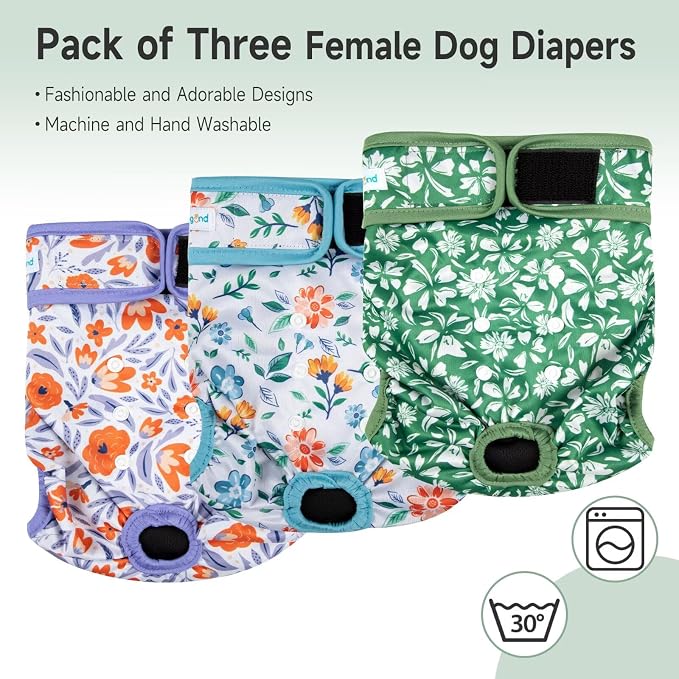 Paw Legend Washable Reusable Female Dog Period Diapers for Heat Doggie Puppy Diapers for Female Dogs (3 Pack, X-Large)