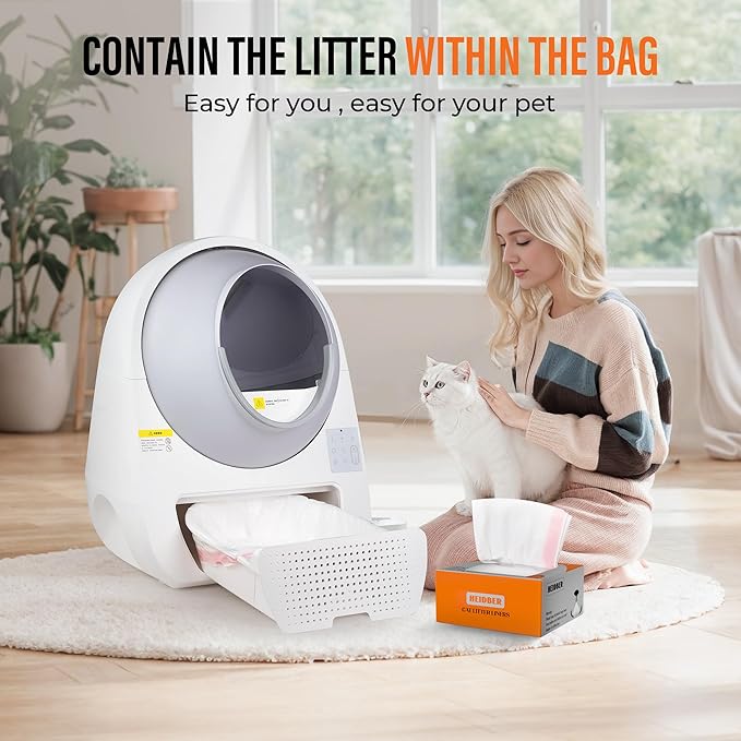 Drawstring Cat Litter Box Liners 100 Pack-Robot Litter Liner Bags for Robot 3 and 4 Cleanpethome/PETKIT PuraX PuraMax Self-cleaning Cat Litter Box Bag Heavy Duty Litter Box Robot Waste Bags