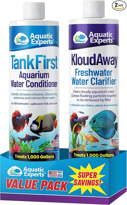 Aquatic Experts Aquarium Water Care Bundle – TankFirst Water Conditioner + KloudAway Water Clarifier, Freshwater Fish Tank Treatment Set, 500 mL Each