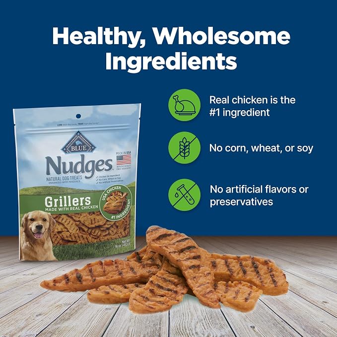 Nudges Grillers Natural Dog Treats Made with Real Chicken, 16-Oz. Bag, Made with Real Chicken for A Taste Dogs Just Can't Resist