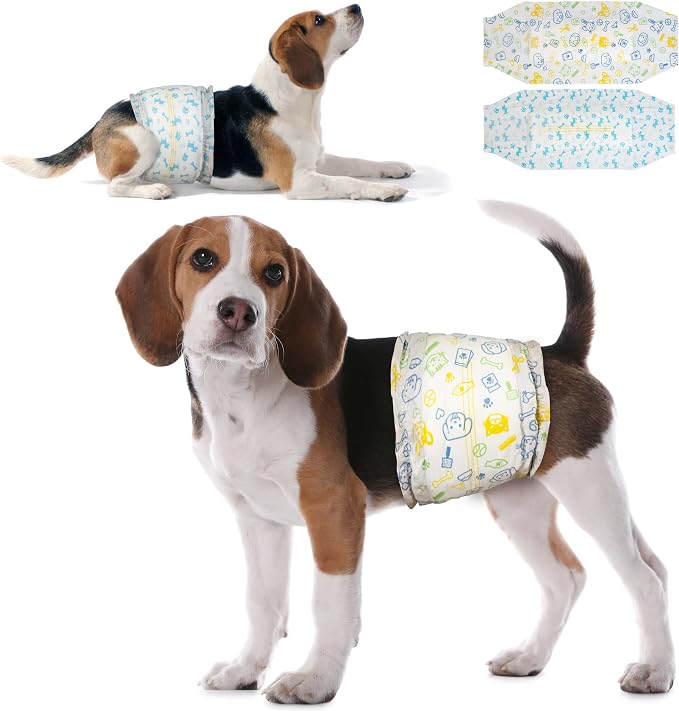 Dono Disposable Male Dog Diapers, Super Absorbent Male Dog Wraps for Small to Large Dogs, 360° Leak-Proof with Wetness Indicator,M,24PCS