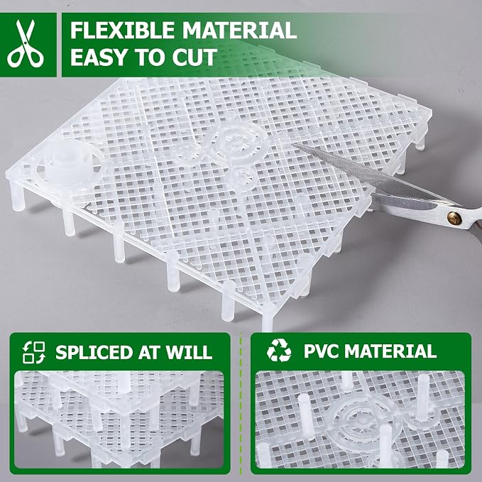 Sieral Under Gravel Aquarium Filter for 40-55 Gallon Tanks, 16 Pcs 5.7'' x 5.7'' Clear Plates, Under Gravel System with 4 Uplift Tube and 1 Filter Cotton, for Fish Tank Fresh and Saltwater
