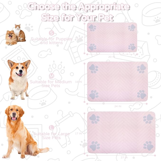 Pet Feeding Mat-Absorbent Dog Feeding Mat for Food and Water Bowl,No Stains Pet Placemat,Quick Drying Water Dispenser Mat for Dog and Cat,Easy to Clean Dog Accessories(L,Pink)