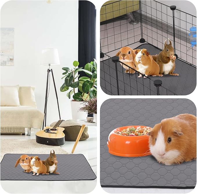 Guinea Pig Cage Liners, 36''X48'' Washable Guinea Pig Pee Pads, Non Slip Reusable Super Absorbent Guinea Pig Training Mat Bedding Fleece for Small Animals Hamster Rabbit Chinchilla Rat, 2Pack