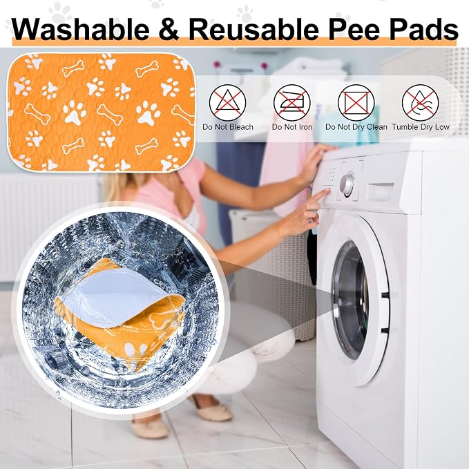 BEAUTYZOO 6 Pack Washable Pee Pads for Dogs, Reusable Puppy Pads for Potty Training, Waterproof Super Absorbent Whelping Pads Mats Non Slip Against Urine for Small Medium Dogs Cats, 16" x 24"