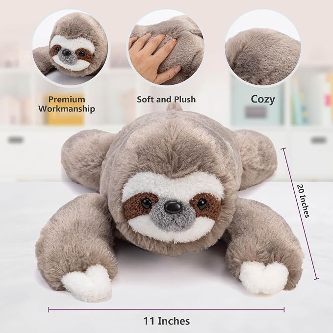 Cuddle Buds 3lbs Weighted Sloth Stuffed Animal for Sensory Needs, 20'' Sloth Plush Large, Weighted Stuffed Animals for Adults, Soft Plush Toy Gift for Kids and Adults, Giant Plushies