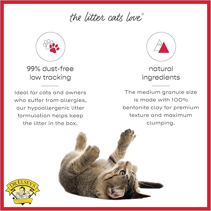 Dr. Elsey's Premium Clumping Cat Litter - Cat Attract - 99% Dust-Free, Low Tracking, Hard Clumping, Superior Odor Control, Natural Herbal Attractant, Unscented & Natural Ingredients, 40 lb